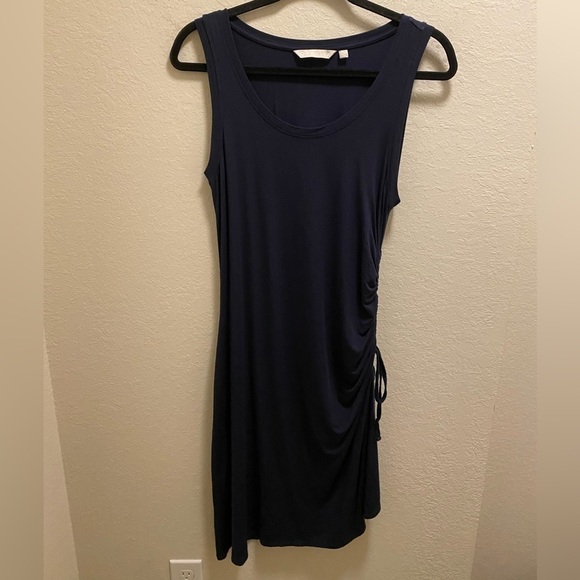 Athleta Navy Blue Side Gather T-Shirt Dress Size Small (Tiny Flaw) - Picture 2 of 10